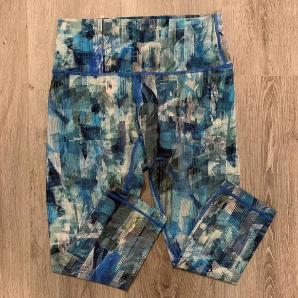 Lululemon Wunder Under High Rise Legging Sun Dazed Multi Blue Green Crops size 8 - Picture 2 of 7